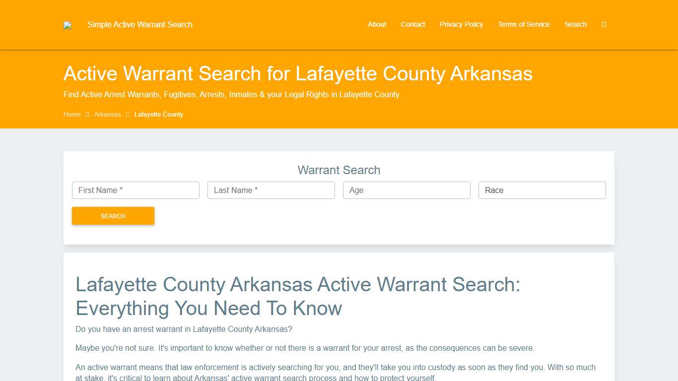 Active Warrant Search in Lafayette County Arkansas - Outstanding Warrants
